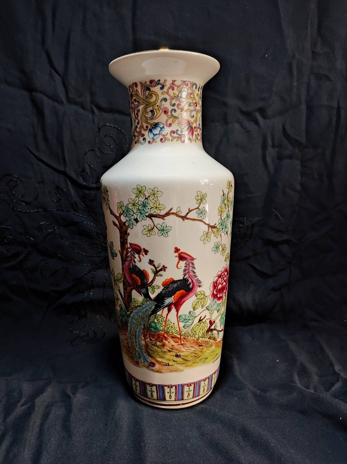 Porcelain peacock vase