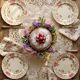 4 antique dessert plates Longchamp Daisies ironstone polychrome