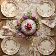 4 antique dessert plates Longchamp Daisies ironstone polychrome