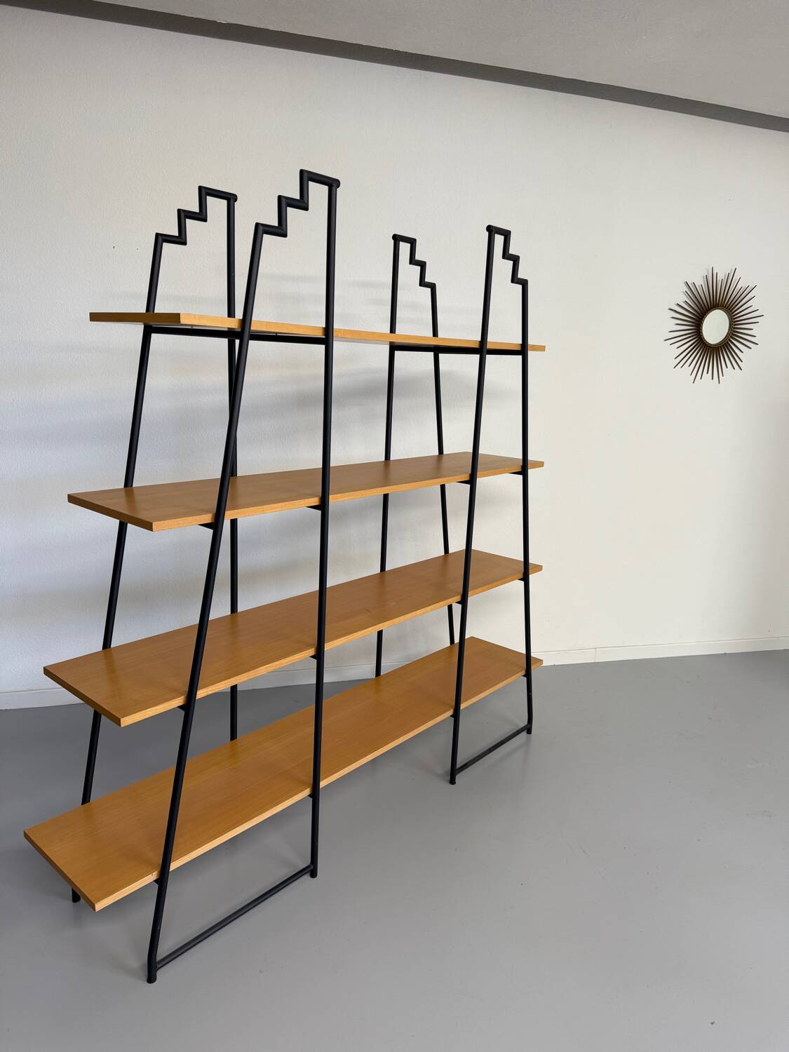 Étagère bibliothèque bois et métal design des années 80