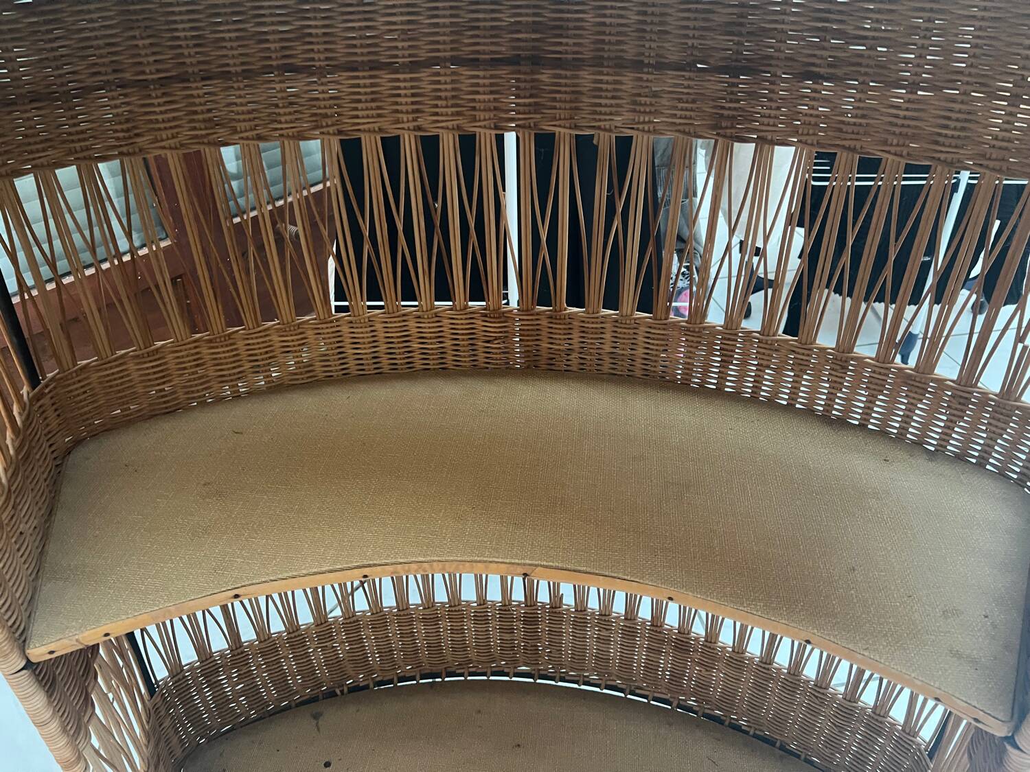 Vintage rattan and metal bar, 60s