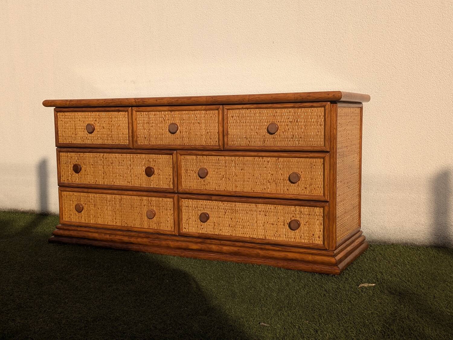Vintage Enfilade Commode Maugrion Rattan - Roche Bobois