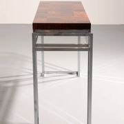 Table console en chrome et bois d'Aldo Tura, années 1970