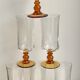 Set of 6 champagne flutes with amber foot 70s