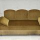 1950s, 2 seater sofa/daybed, light green furniture velour, ash wood legs.