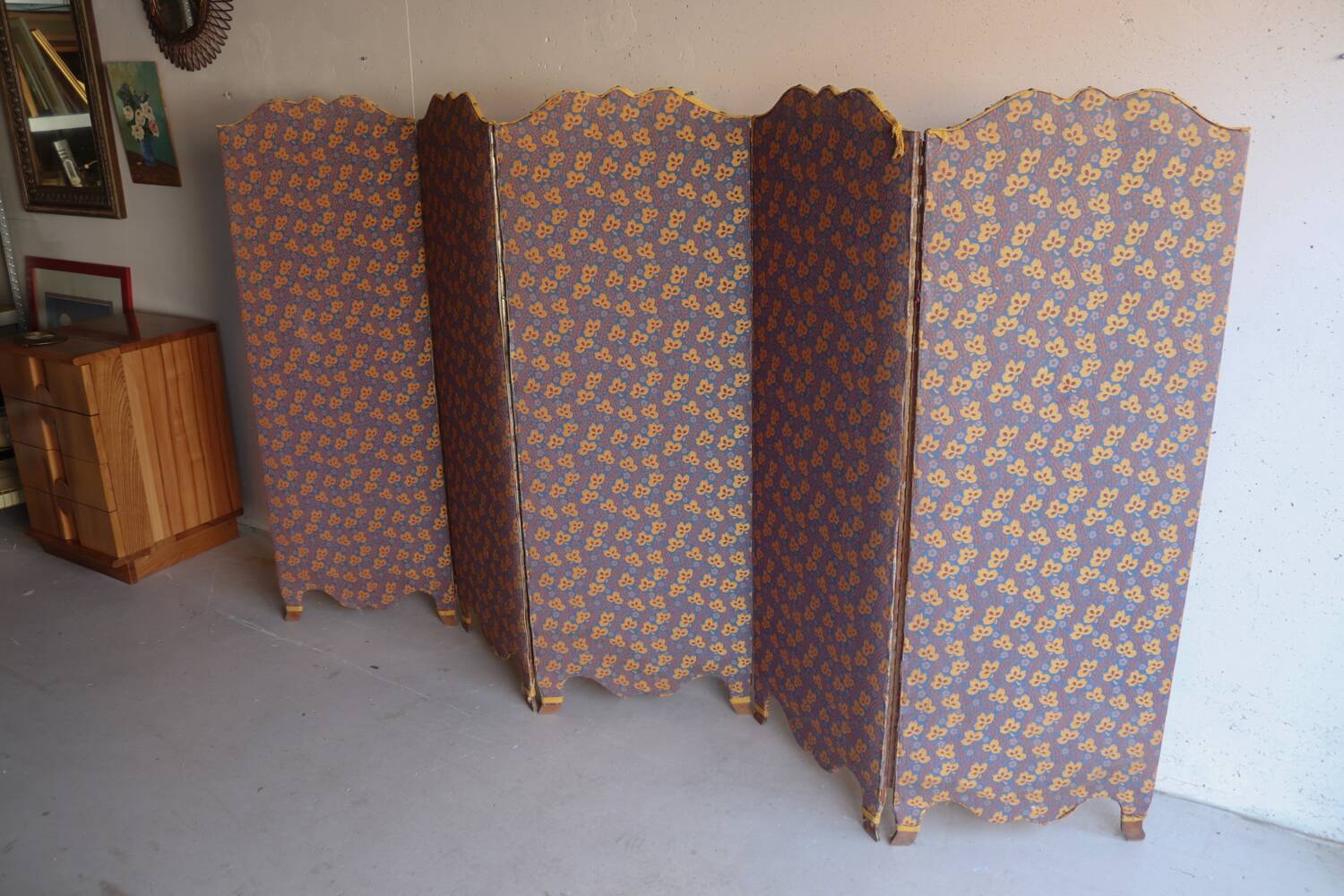 Antique 5-panel screen – Souleiado fabric