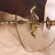 bronze oil lamp - 18th century - Spain converted into a lamp with its shade