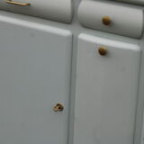 Renovated vintage Mado sideboard – Celadon green & natural cane