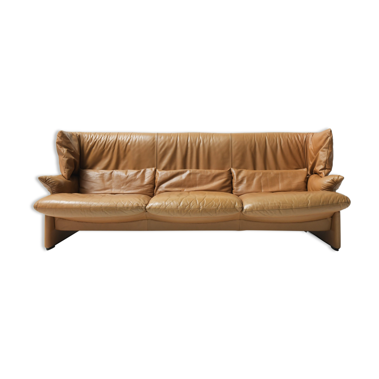Portovenere sofa in original leather by Vico Magistretti for Cassina
