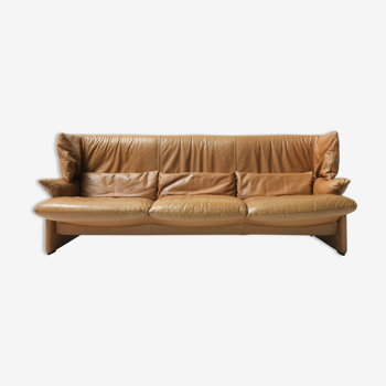 Portovenere sofa in original leather by Vico Magistretti for Cassina