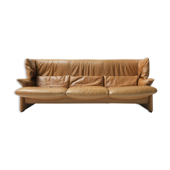 Portovenere sofa in original leather by Vico Magistretti for Cassina