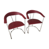 Paire de chaises rouges en skai années 80