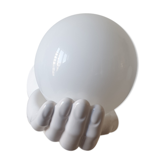 Hand-shaped ceramic and opaline globe, signed delfts wit