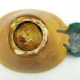 Yellow and green ceramic salad - pineapple-shaped barbotine - Vallauris France - vintage 60s