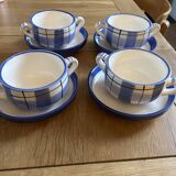 Set of 4 plaid mugs/bowls