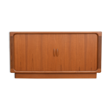Mid-century danish teak sideboard with tambour doors from dyrlund, 1960s.