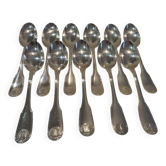 11 silver-plated dessert spoons by Christofle Vendome, 17cm