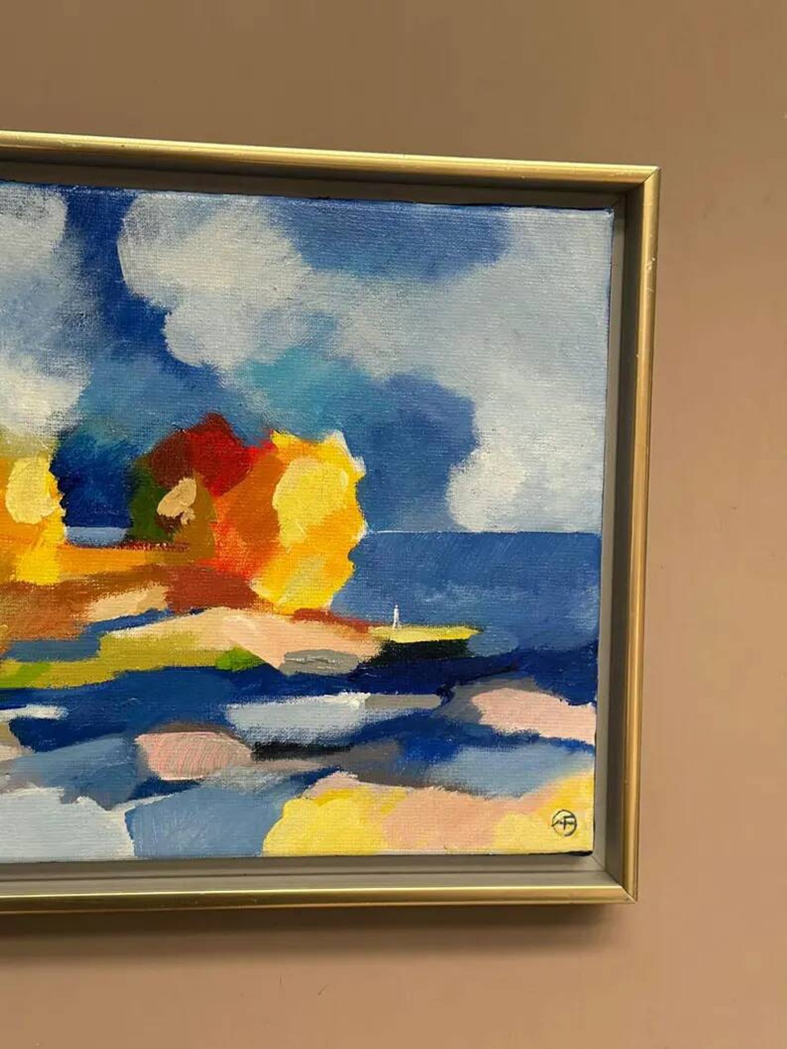 Original Swedish Oil on Canvas – “The Wandering Poet” by Anita Fröding – Signed – Vintage and Framed – 39 × 31 cm (15.4" × 12.2")