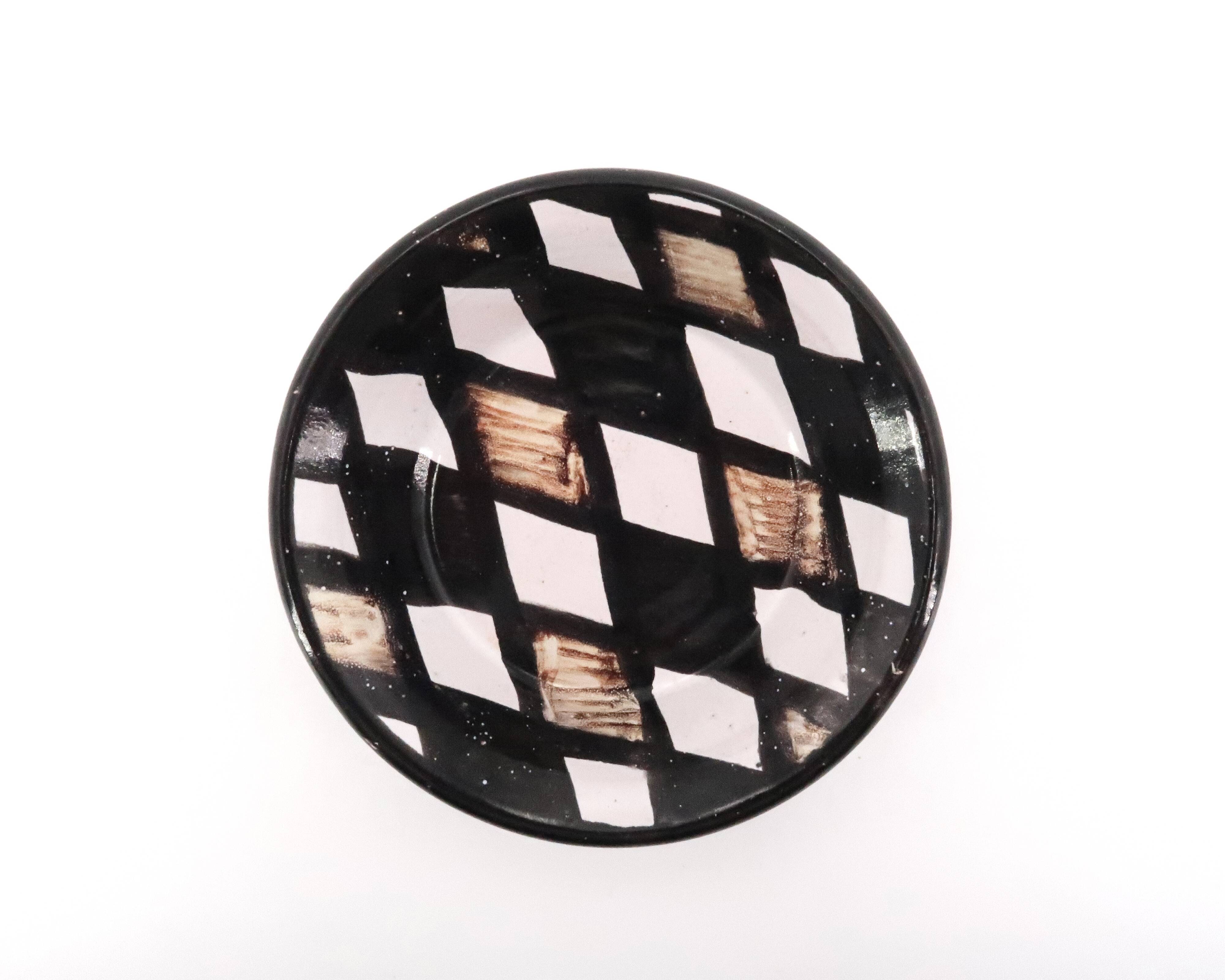 Ceramic checkerboard pocket emptier by Robert Picault, Vallauris