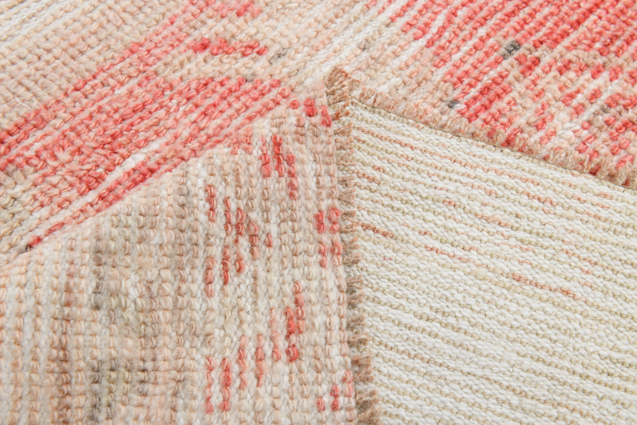 3x12 Red Beige Turkish Vintage Runner Rug,92x371Cm