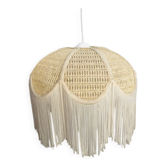 Raffia and fringe flower suspension