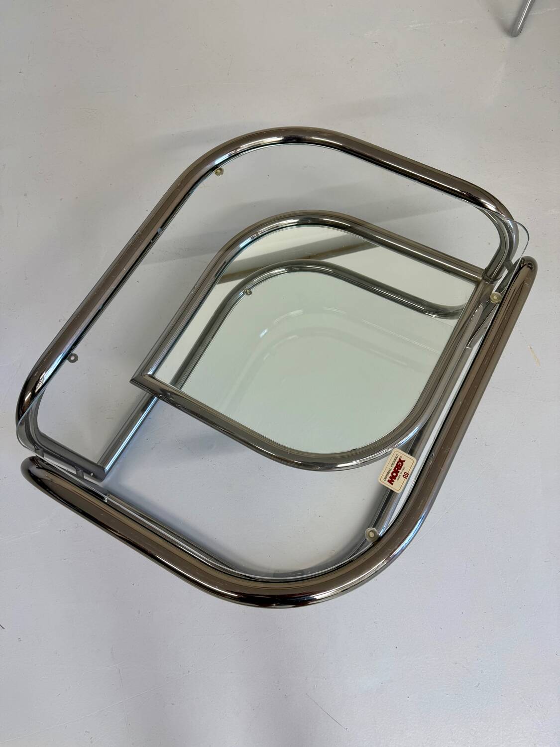 Vintage tubular coffee table with glass top, Italian design Morex, 70s