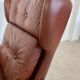 Vintage Danish retro mid-century Svend Skipper caramel brown leather chair