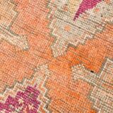 Pink & Orange Oriental Pattern Turkish Runner Rug, 90x306Cm