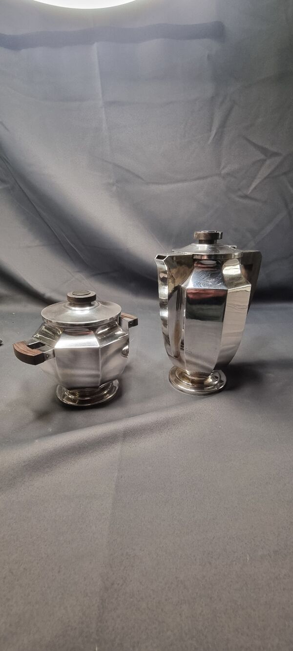 Verseuse à café plus sucrier metal argenté