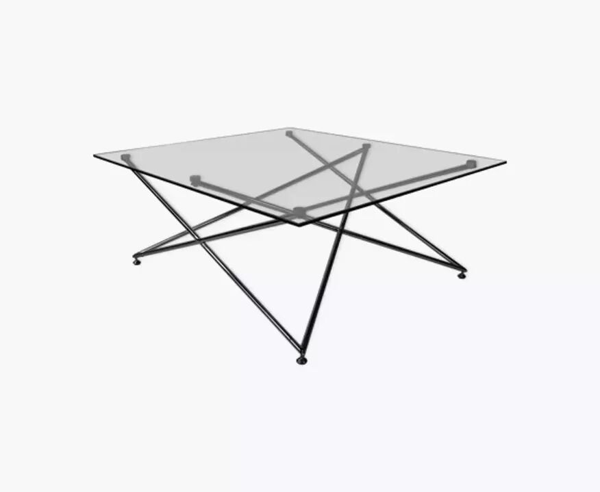 Square chrome and glass coffee table