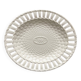 Dish in fine old earthenware, braided and openwork
