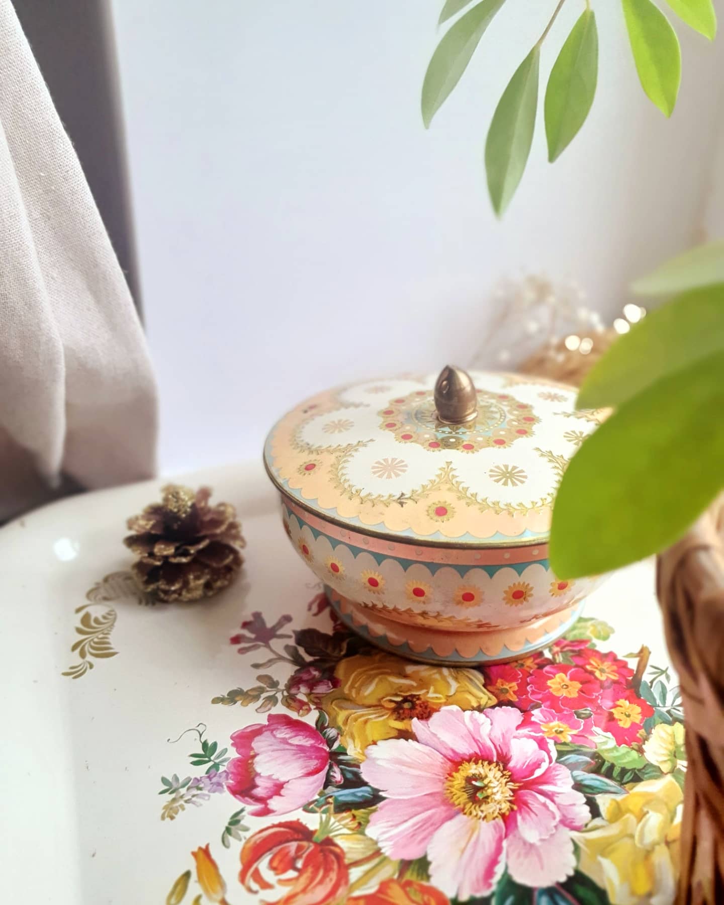 Decorated antique metal box