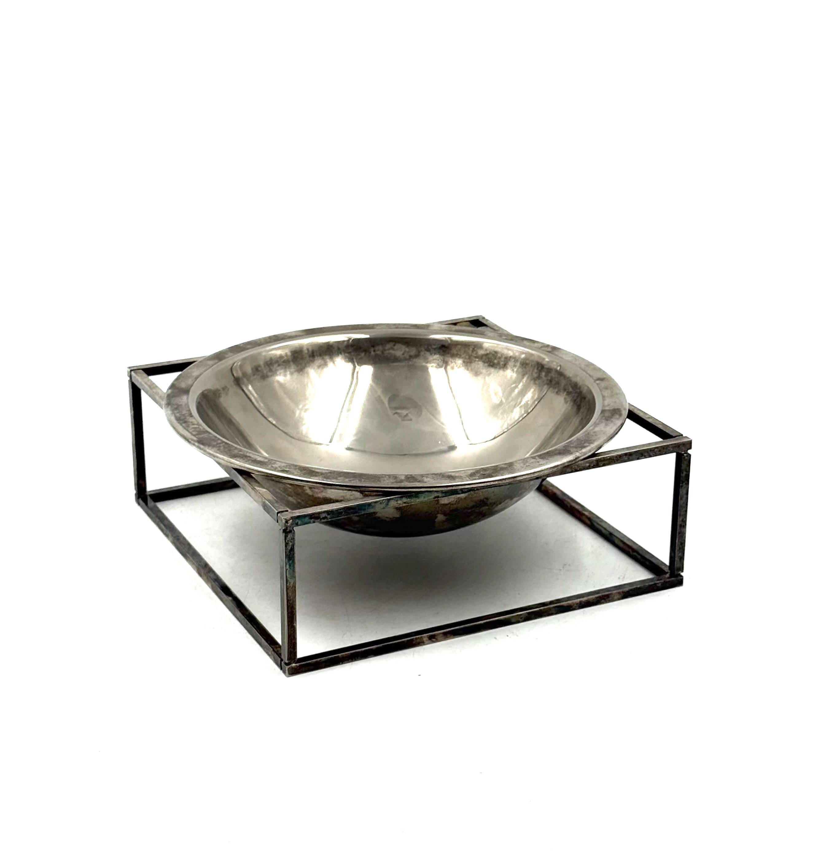 Mid-century modern silver-plated bowl / vide poche, PM Italy 1970s