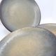 Set of 3 bluish and ochre plates in stoneware Arts Ceram Grand Feu
