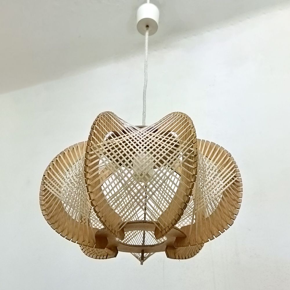 Mid century Nordic wooden pendant lamp, 1960s