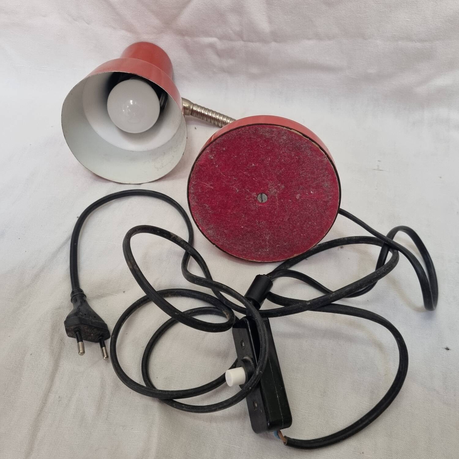 Orange metal articulated lamp from 1970