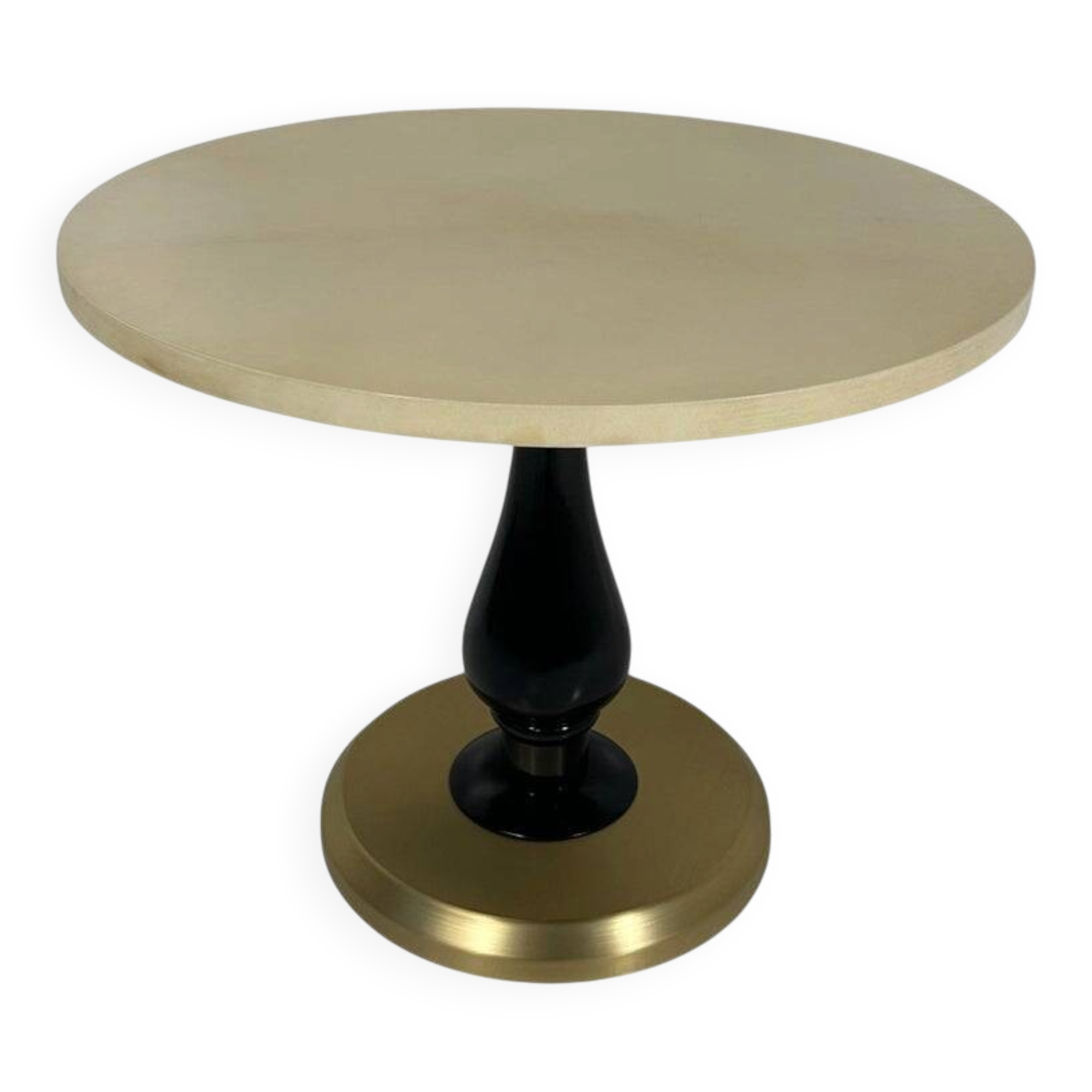 Italian Art Deco Coffee Table in Parchment, Black Lacquer and Brass