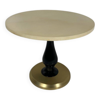 Italian Art Deco Coffee Table in Parchment, Black Lacquer and Brass