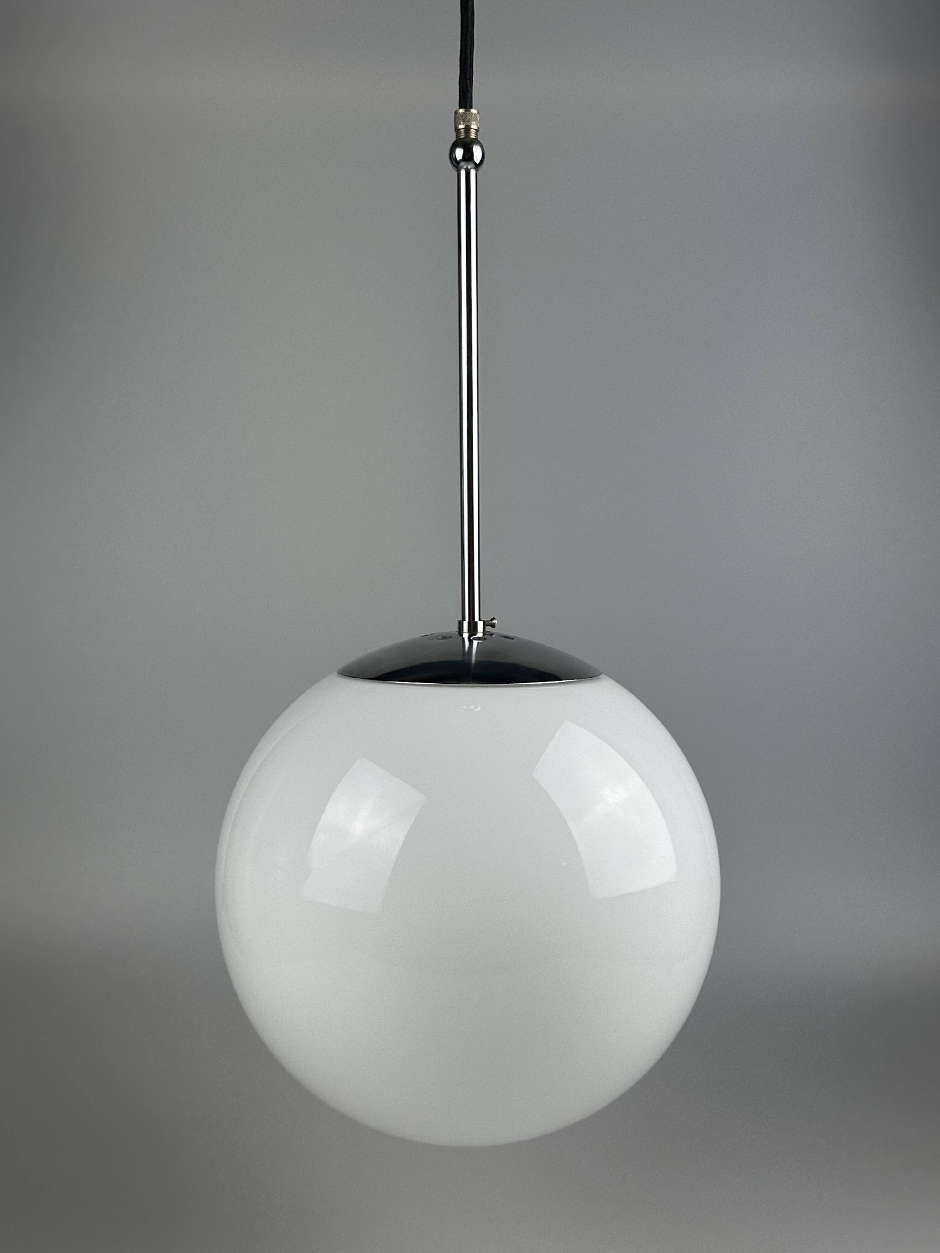 1960s and 1970s Globe Lamp, Hanging Lamp, Glass Ceiling Lamp, Space Age Des