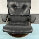 Vintage Italian black swivel armchair from 60s