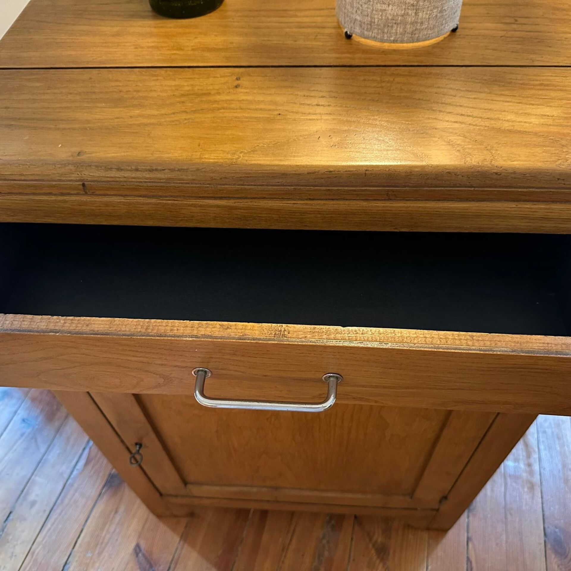Small honey-coloured wooden buffet