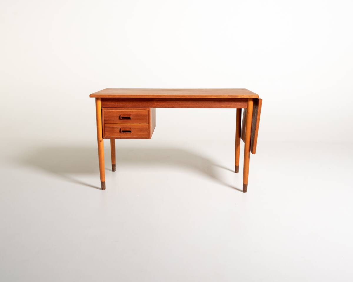 Scandinavian teak desk with a folding extension, 1950s/1960s