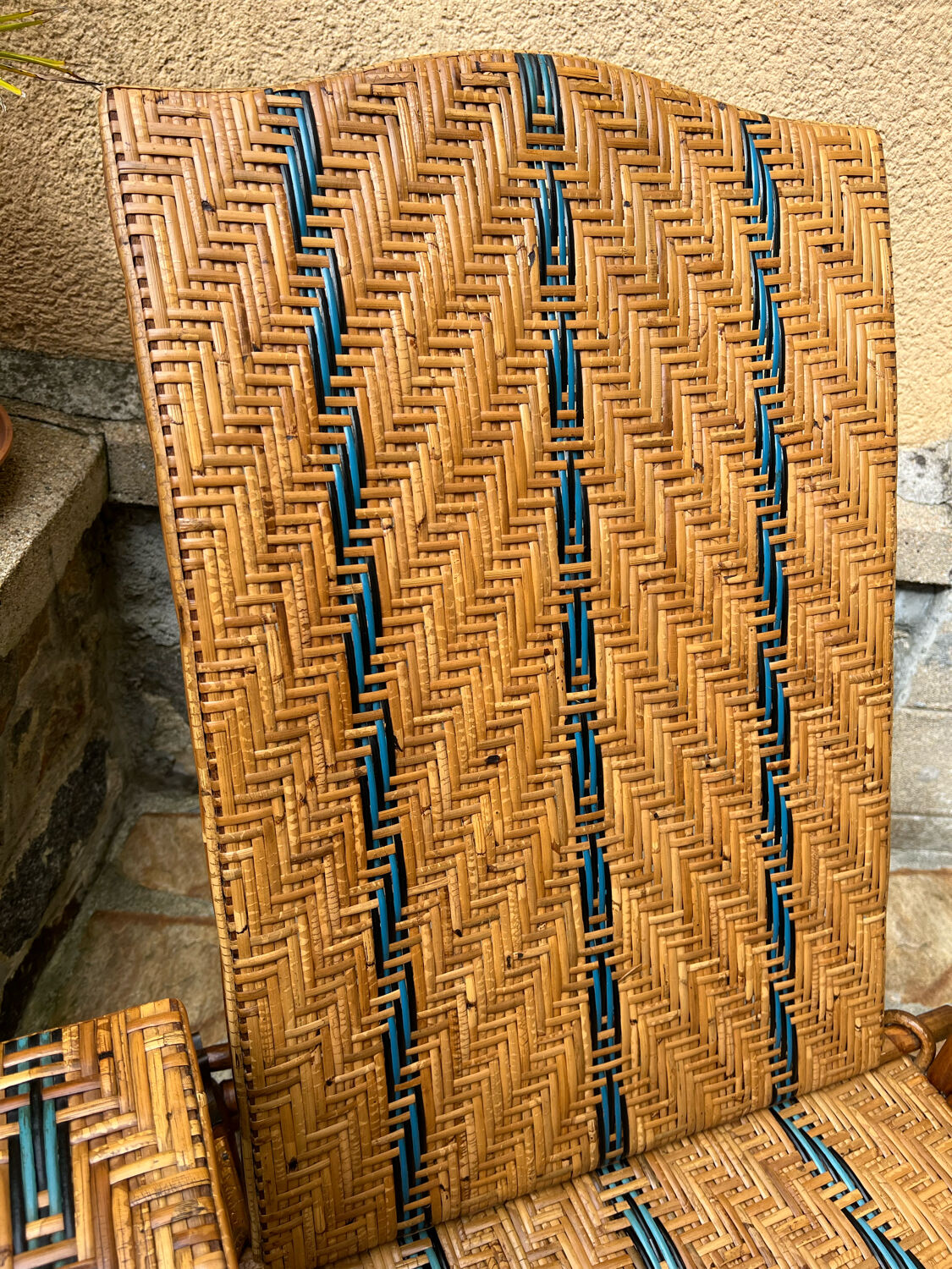 Vintage rattan and wicker deckchair
