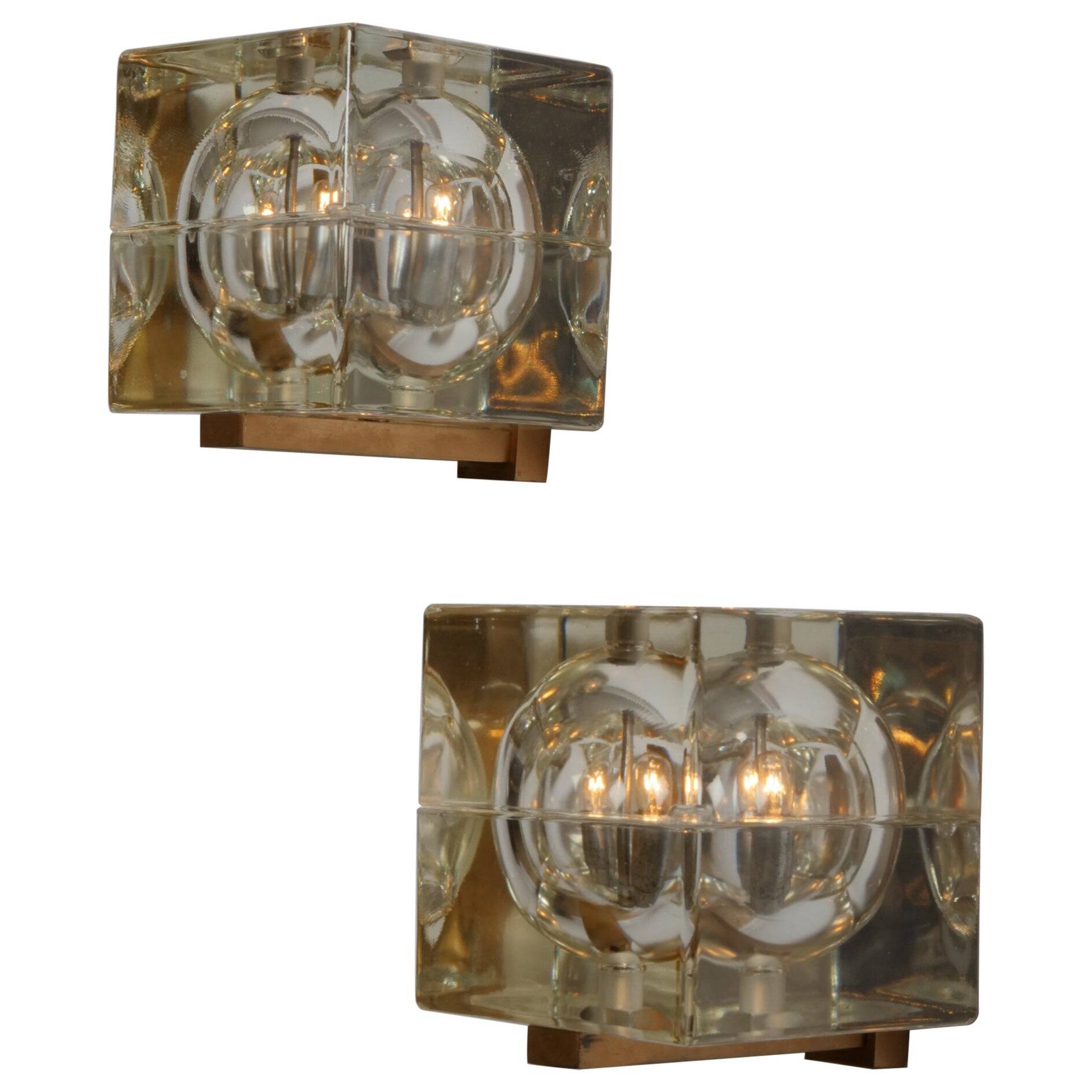 Pair of Cubosfera wall lights by Alessandro Mendini, Italy, 1960s.