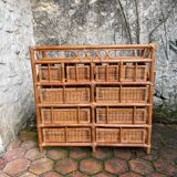 Vintage rattan chest of drawers