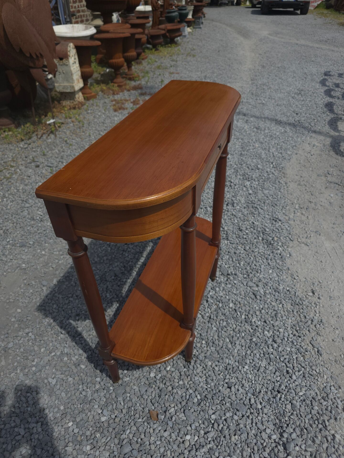 Table console demie lune en merisier massif