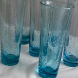 Six Biot glass orange glasses