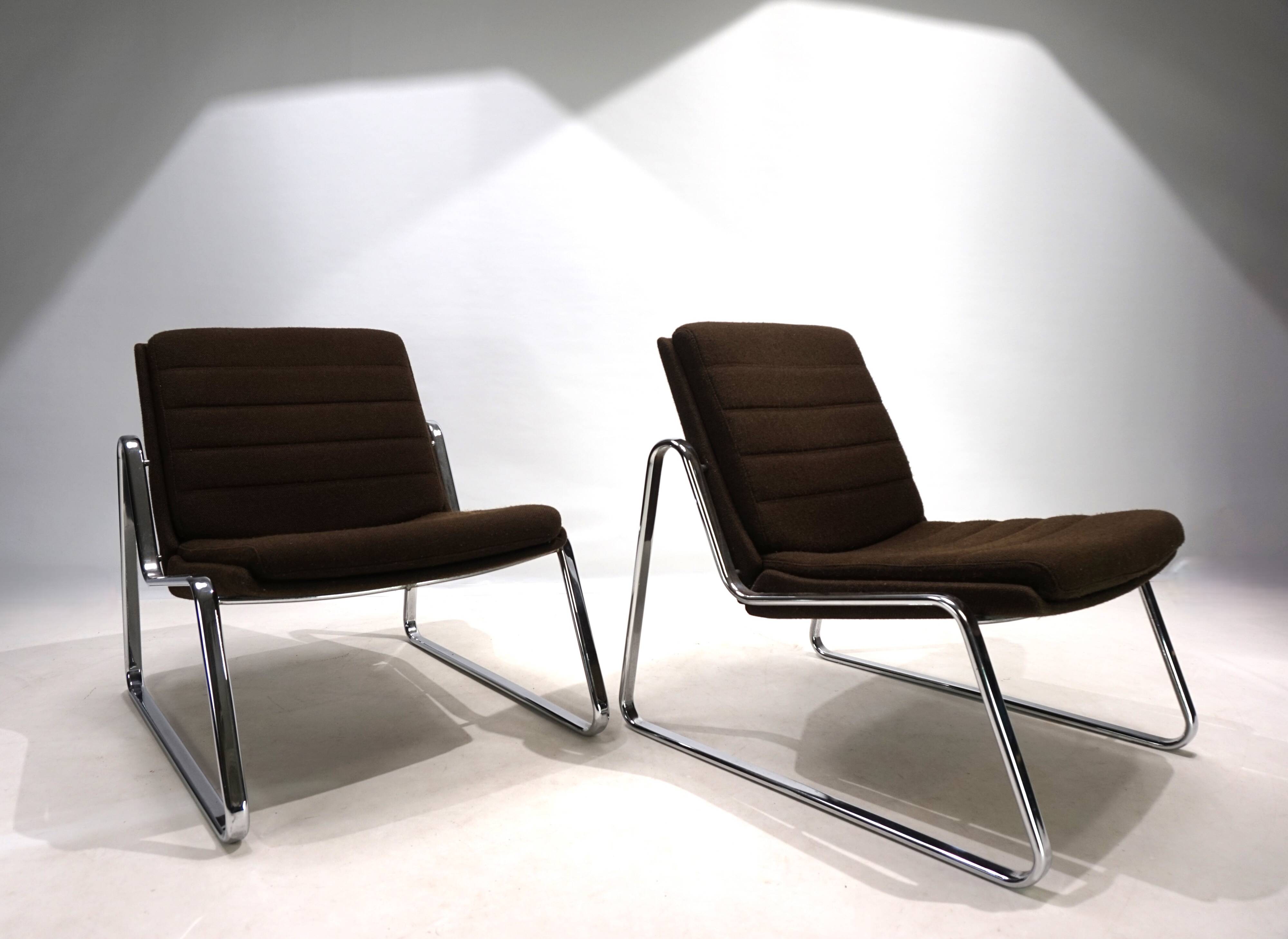 Set of two Drabert chrome lounge chairs by Gerd Lange, 1970