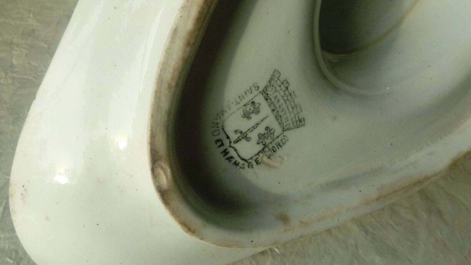 Earthenware gravy boat decorated with Sarreguemines rooster Hamage northern France