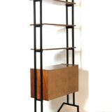 Modular storage cabinet and teak bookcase. Italy, 60s